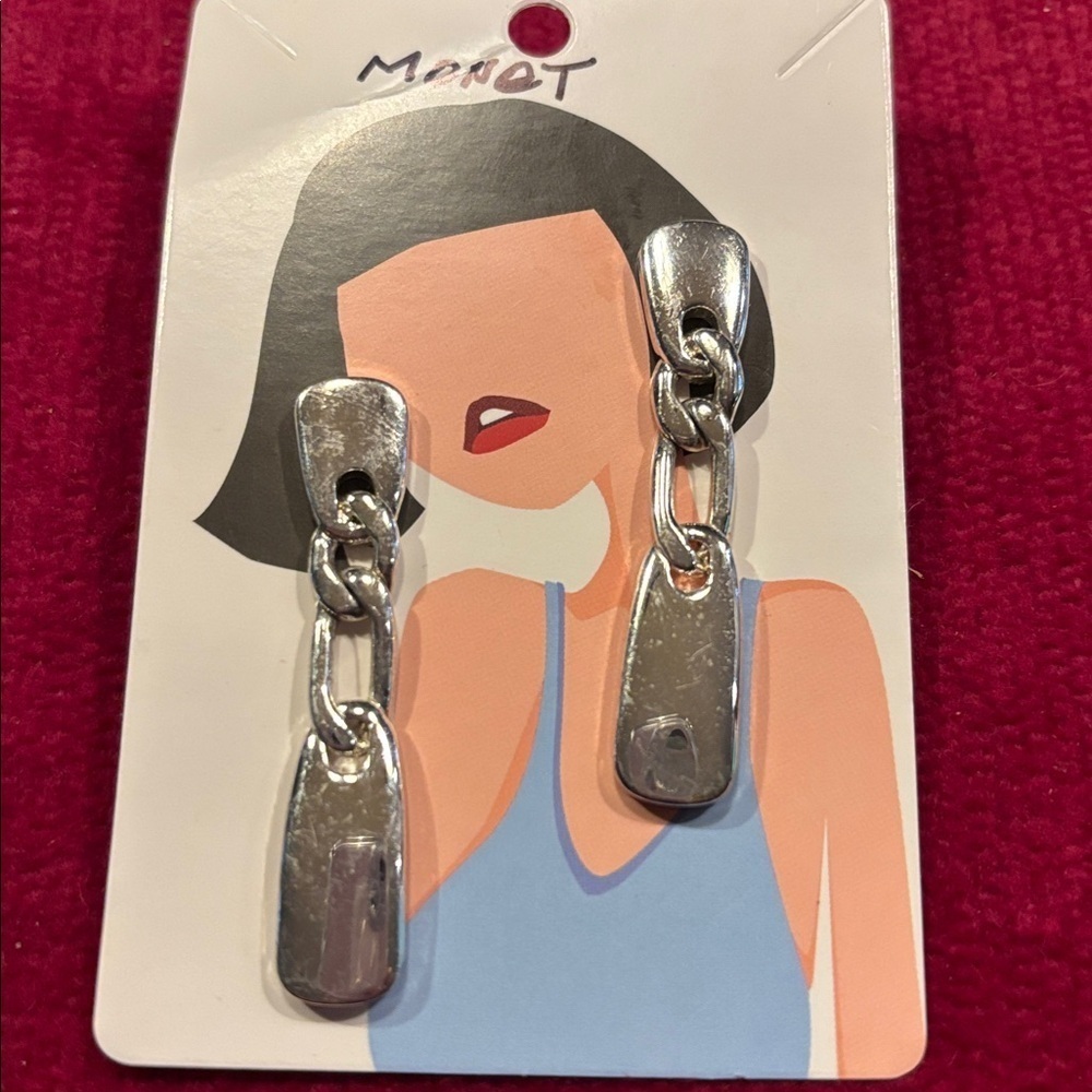 Monet Silver Chain Link Earrings